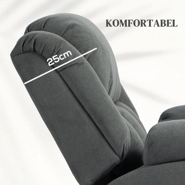 Elektrische sta op stoel met relax en ligfunctie, massagefunctie, usb aansluiting, tv stoel met verwarmingsfunctie, afstandsbediening en zijvak, grijs 8
