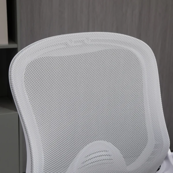 Ergonomische bureaustoel met opklapbare armleuningen en verstelbare voetenring, in hoogte verstelbare draaistoel met kantelfunctie, netbekleding lichtgrijs 9