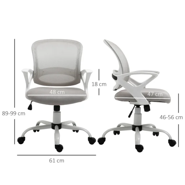 Ergonomische mesh bureaustoel, in hoogte verstelbare draaistoel met linnenlook, computerstoel voor kantoor, grijs 2