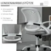 Ergonomische mesh bureaustoel, in hoogte verstelbare draaistoel met linnenlook, computerstoel voor kantoor, grijs 6