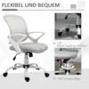 Ergonomische mesh bureaustoel, in hoogte verstelbare draaistoel met linnenlook, computerstoel voor kantoor, grijs 7