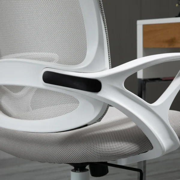 Ergonomische mesh bureaustoel, in hoogte verstelbare draaistoel met linnenlook, computerstoel voor kantoor, grijs 9