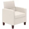 Fauteuil loungefauteuil met armleuningen, gestoffeerde fauteuil met linnenlook, relaxfauteuil leesfauteuil voor woonkamer, slaapkamer, crèmewit 1
