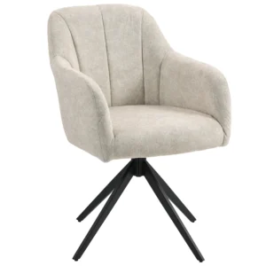 Fauteuil woonkamer draaibare loungefauteuil gestoffeerde getufte relaxfauteuil met stalen poten, velours look gestoffeerde stoel make up stoel voor slaapkamer beige 1