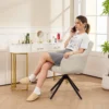 Fauteuil woonkamer draaibare loungefauteuil gestoffeerde getufte relaxfauteuil met stalen poten, velours look gestoffeerde stoel make up stoel voor slaapkamer beige 2