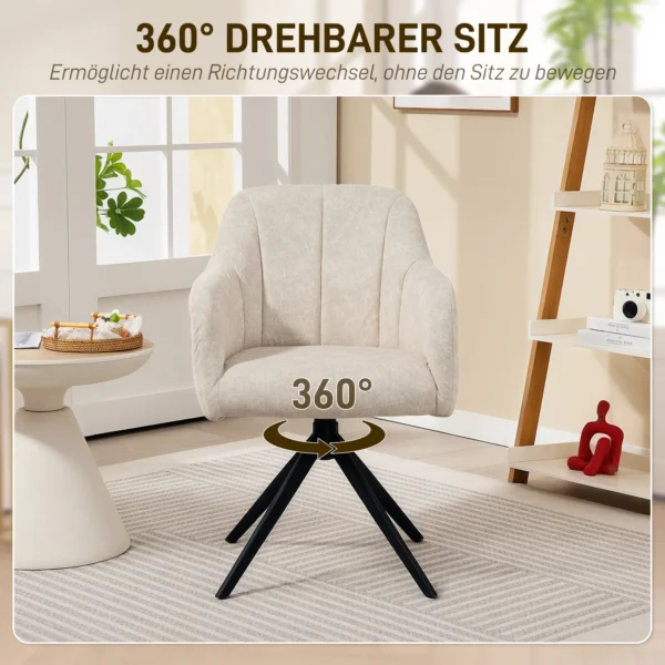 Fauteuil woonkamer draaibare loungefauteuil gestoffeerde getufte relaxfauteuil met stalen poten, velours look gestoffeerde stoel make up stoel voor slaapkamer beige 6