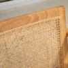 Fauteuil woonkamer relaxstoel met armleuningen, zitkussen, loungestoel met rieten rugleuning, leesstoel met linnen look, houten frame, gestoffeerde stoel voor slaapkamer crème 9