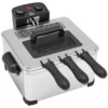 Friteuse met 5l capaciteit, instelbare temperatuur & timer, olie friteuse met afneembare olie container, kijkvenster, oververhittingsbeveiliging, 2000 w roestvrij staal zilver 1