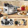 Friteuse met 5l capaciteit, instelbare temperatuur & timer, olie friteuse met afneembare olie container, kijkvenster, oververhittingsbeveiliging, 2000 w roestvrij staal zilver 7