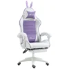 Gaming stoel ergonomische gamer stoel met lendensteun, voetensteun, gaming fauteuil met konijnenoren, hoofdkussen, bureaustoel met verstelbare rugleuning ligfunctie paars 1
