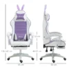 Gaming stoel ergonomische gamer stoel met lendensteun, voetensteun, gaming fauteuil met konijnenoren, hoofdkussen, bureaustoel met verstelbare rugleuning ligfunctie paars 4