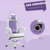 Gaming stoel ergonomische gamer stoel met lendensteun, voetensteun, gaming fauteuil met konijnenoren, hoofdkussen, bureaustoel met verstelbare rugleuning ligfunctie paars 8