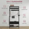 Garderoberek, kledingrek met schoenenrek, 2 stoffen lades, garderobe met 8 haken, plank, jasrek met kiepbeveiliging, voor entree, gang, slaapkamer, zwart 5
