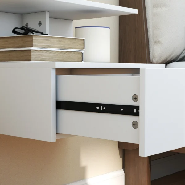 Hangende nachtkastje bijzettafel met lade, open vak, nachtkastje nachtkastje salontafel voor slaapkamer, woonkamer, wit, 39,8 x 35 x 31,6 cm 10