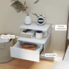 Hangende nachtkastje bijzettafel met lade, open vak, nachtkastje nachtkastje salontafel voor slaapkamer, woonkamer, wit, 39,8 x 35 x 31,6 cm 6