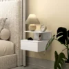 Hangende nachtkastje bijzettafel met lade, open vak, nachtkastje nachtkastje salontafel voor slaapkamer, woonkamer, wit, 39,8 x 35 x 31,6 cm 7