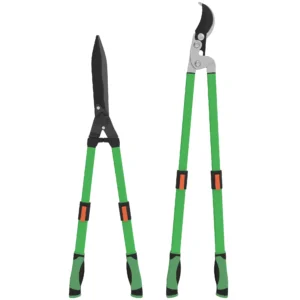 Heggenschaar set 2 delig tuinschaar meslengte 90 cm takkenschaar met anti aanbaklaag metalen messen, uitschuifbare handgreep, 78,5 cm heggenschaar voor het snoeien van heggen en takken 1
