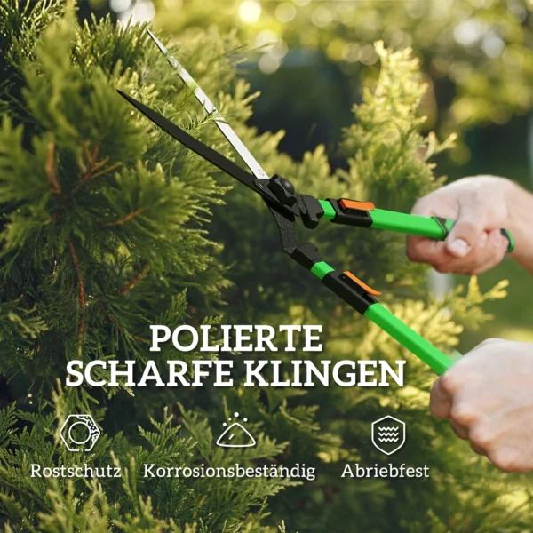 Heggenschaar set 2 delig tuinschaar meslengte 90 cm takkenschaar met anti aanbaklaag metalen messen, uitschuifbare handgreep, 78,5 cm heggenschaar voor het snoeien van heggen en takken 5