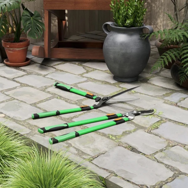 Heggenschaar set 2 delig tuinschaar meslengte 90 cm takkenschaar met anti aanbaklaag metalen messen, uitschuifbare handgreep, 78,5 cm heggenschaar voor het snoeien van heggen en takken 9