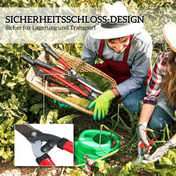Heggenschaar set 3 delig tuinschaar takkenschaar met anti aanbaklaag stalen messen, antislip handvat, voor het snoeien van heggen en takken voor tuinwerkzaamheden 8