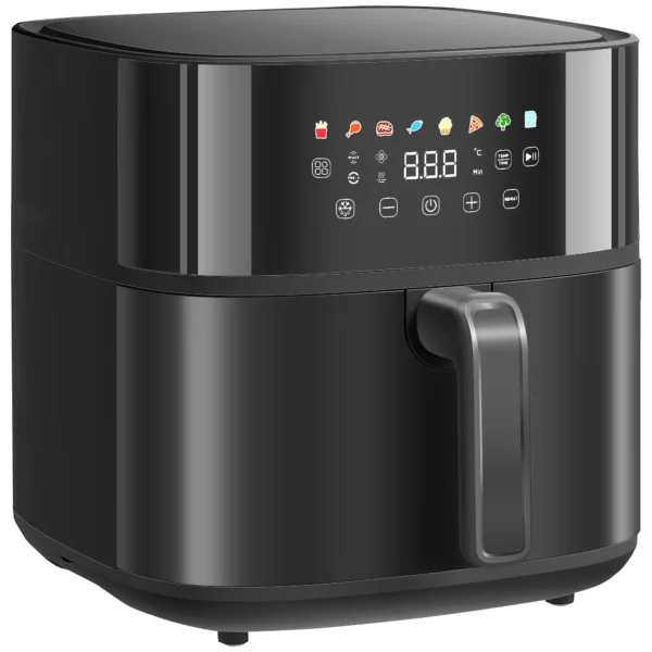Heteluchtfriteuse 8l airfryer met 8 voorinstellingen, 60 min timer, 360° heteluchtcirculatie, 1700w friteuse zonder olie, met oververhittingsbeveiliging, led touch display, zwart 1
