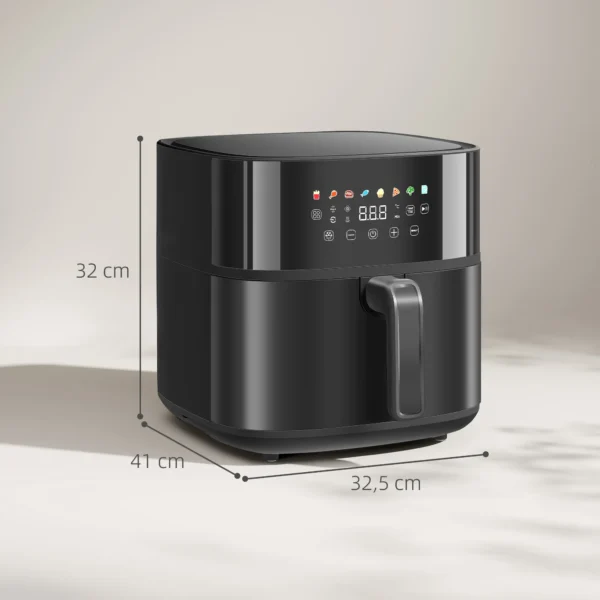 Heteluchtfriteuse 8l airfryer met 8 voorinstellingen, 60 min timer, 360° heteluchtcirculatie, 1700w friteuse zonder olie, met oververhittingsbeveiliging, led touch display, zwart 4