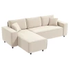 Hoekbank 3 zits bank in l vorm hoekbank met omkeerbare chaise longue 2 kussens veerpolster, hoekbank van corduroy woonlandschap voor woonkamer slaapkamer 241x153x83 cm crèmewit 1