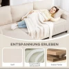Hoekbank 3 zits bank in l vorm hoekbank met omkeerbare chaise longue 2 kussens veerpolster, hoekbank van corduroy woonlandschap voor woonkamer slaapkamer 241x153x83 cm crèmewit 6