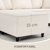 Hoekbank 3 zits bank in l vorm hoekbank met omkeerbare chaise longue 2 kussens veerpolster, hoekbank van corduroy woonlandschap voor woonkamer slaapkamer 241x153x83 cm crèmewit 7