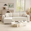 Hoekbank 3 zits bank in l vorm hoekbank met omkeerbare chaise longue 2 kussens veerpolster, hoekbank van corduroy woonlandschap voor woonkamer slaapkamer 241x153x83 cm crèmewit 9