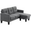 Hoekbank bank met omkeerbare chaise longue sofa l vorm hoekbank met veren kern, hoogdicht schuim, linnen look voor woonkamer, slaapkamer, donkergrijs 1