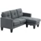 Hoekbank bank met omkeerbare chaise longue sofa l vorm hoekbank met veren kern, hoogdicht schuim, linnen look voor woonkamer, slaapkamer, donkergrijs 1
