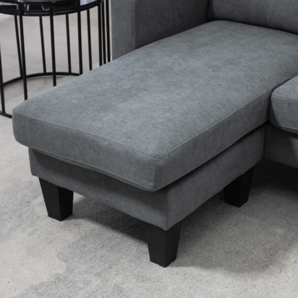 Hoekbank bank met omkeerbare chaise longue sofa l vorm hoekbank met veren kern, hoogdicht schuim, linnen look voor woonkamer, slaapkamer, donkergrijs 10