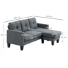 Hoekbank bank met omkeerbare chaise longue sofa l vorm hoekbank met veren kern, hoogdicht schuim, linnen look voor woonkamer, slaapkamer, donkergrijs 4