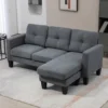 Hoekbank bank met omkeerbare chaise longue sofa l vorm hoekbank met veren kern, hoogdicht schuim, linnen look voor woonkamer, slaapkamer, donkergrijs 8