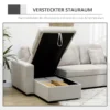 Hoekbank met bedfunctie, hoekbank inclusief 2 zitsbank, eenpersoonsbed, l vormige slaapbank met opbergruimte, 2 kussens in linnenlook voor woonkamer crèmewit 8