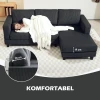 Hoekbank met chaise longue 3 zits bank l vorm gestoffeerde hoekbank met koord optiek, hoogdicht schuim, tot 400 kg, voor woonkamer, slaapkamer, 214 x 134 x 87 cm donkergrijs 8