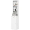 Hoge badkamerkast smalle hoge kast met lade, deur, verstelbare planken, voor badkamer, woonkamer 35 x 30,5 x 179 cm wit 1