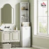 Hoge badkamerkast smalle hoge kast met lade, deur, verstelbare planken, voor badkamer, woonkamer 35 x 30,5 x 179 cm wit 2