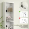 Hoge badkamerkast smalle hoge kast met lade, deur, verstelbare planken, voor badkamer, woonkamer 35 x 30,5 x 179 cm wit 7