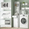 Hoge badkamerkast smalle hoge kast met lade, deur, verstelbare planken, voor badkamer, woonkamer 35 x 30,5 x 179 cm wit 8