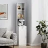 Hoge badkamerkast smalle hoge kast met lade, deur, verstelbare planken, voor badkamer, woonkamer 35 x 30,5 x 179 cm wit 9