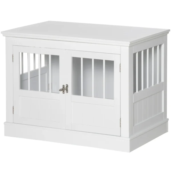 Hondenkooi, meubel met 3 deuren hondenhok hondenbox voor thuis binnenshuis, voor kleine honden tot 10 kg, bijzettafel hondenhuis 78 x 53 x 59,3 cm, wit 1