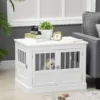 Hondenkooi, meubel met 3 deuren hondenhok hondenbox voor thuis binnenshuis, voor kleine honden tot 10 kg, bijzettafel hondenhuis 78 x 53 x 59,3 cm, wit 2