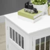 Hondenkooi, meubel met 3 deuren hondenhok hondenbox voor thuis binnenshuis, voor kleine honden tot 10 kg, bijzettafel hondenhuis 78 x 53 x 59,3 cm, wit 9