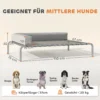 Hondenligstoel buiten, verhoogd hondenbed voor middelgrote honden, verkoelende huisdierligstoel met l vormige kussens antislip voeten, huisdierbed voor buiten kamperen 110x75x30cm, lichtgrijs 4