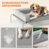 Hondenligstoel buiten, verhoogd hondenbed voor middelgrote honden, verkoelende huisdierligstoel met l vormige kussens antislip voeten, huisdierbed voor buiten kamperen 110x75x30cm, lichtgrijs 7