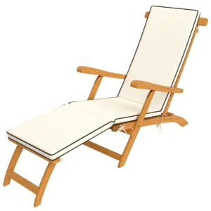 Houten vouwbare zonneligstoel met voetensteun, matras, ergonomische ligstoel weerbestendige campingligstoel, tuinstoel tot 160 kg belastbaar, voor tuin vakantie buiten strand zwembad, teak 1
