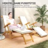 Houten vouwbare zonneligstoel met voetensteun, matras, ergonomische ligstoel weerbestendige campingligstoel, tuinstoel tot 160 kg belastbaar, voor tuin vakantie buiten strand zwembad, teak 6