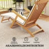 Houten vouwbare zonneligstoel met voetensteun, matras, ergonomische ligstoel weerbestendige campingligstoel, tuinstoel tot 160 kg belastbaar, voor tuin vakantie buiten strand zwembad, teak 7